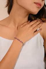 Pink Sapphire Diamond Bracelet Tennis Wedding Engagement Bridal Diamond Bracelet For Women