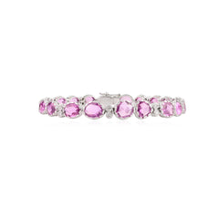 Pink Sapphire Diamond Bracelet Tennis Wedding Engagement Bridal Diamond Bracelet For Women