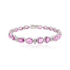 Pink Sapphire Diamond Bracelet Tennis Wedding Engagement Bridal Diamond Bracelet For Women