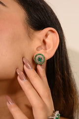 Oval Cut Emerald Earring Tsavorite Garnet Diamond Engagement Bridal Earrings For Women