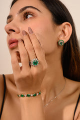 Oval Cut Emerald Earring Tsavorite Garnet Diamond Engagement Bridal Earrings For Women