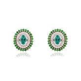 Oval Cut Emerald Earring Tsavorite Garnet Diamond Engagement Bridal Earrings For Women