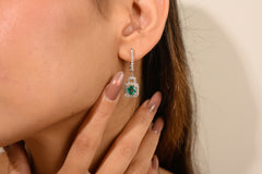 Round Cut Emerald Diamond Dangle Earrings Wedding Engagement Bridal Earring For Women