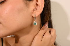 Round Cut Emerald Diamond Dangle Earrings Wedding Engagement Bridal Earring For Women