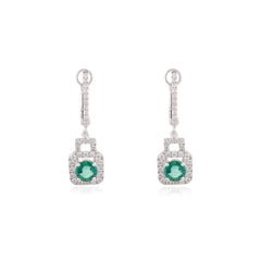 Round Cut Emerald Diamond Dangle Earrings Wedding Engagement Bridal Earring For Women
