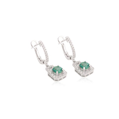 Round Cut Emerald Diamond Dangle Earrings Wedding Engagement Bridal Earring For Women