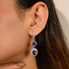 Tanzanite Diamond Wedding Dangle Drop Earring Art Deco Tanzanite Diamond Engagement Earrings For Her