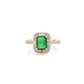 Octagon Cut Real Emerald Natural Diamond Ring Bridal Wedding Jewelry Gift