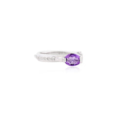 0.62 Ct Amethyst Gemstone Ring Sterling Silver Amethyst Ring For Women