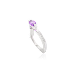 0.62 Ct Amethyst Gemstone Ring Sterling Silver Amethyst Ring For Women