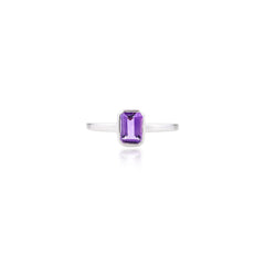 0.6 Ct Amethyst Gemstone Ring 925 Sterling Silver Amethyst Ring For Women