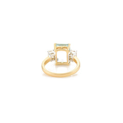 18K Yellow Gold Aquamarine Diamond Ring Wedding Engagement Ring For Bridal