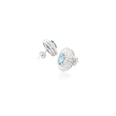 Natural Aquamarine Diamond Stud Earrings March Birthstone Earrings For Women