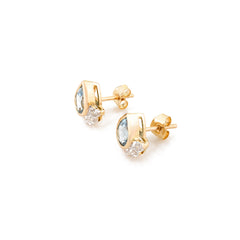 18K Yellow Gold Pear Cut Aquamarine Diamond Gold Stud Earrings For Bridal Gifts