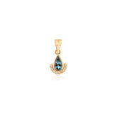 18K Yellow Gold Aquamarine Diamond Gemstone Pendant For Bridesmaids