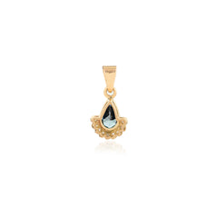 18K Yellow Gold Aquamarine Diamond Gemstone Pendant For Bridesmaids