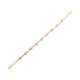 18k Yellow Gold Blue Topaz Gemstone Link Chain Bracelet For Bridal Gifts