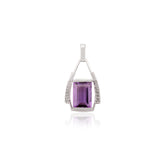 925 Sterling Silver Amethyst Diamond Gemstone Pendant For Women