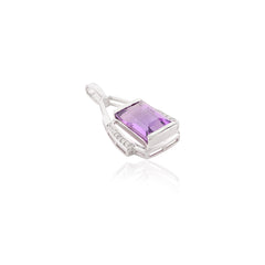 925 Sterling Silver Amethyst Diamond Gemstone Pendant For Women