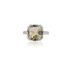 5.74 Ct Green Amethyst Gemstone Sterling Silver Ring Prong Set Amethyst Ring