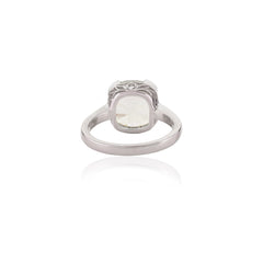 5.74 Ct Green Amethyst Gemstone Sterling Silver Ring Prong Set Amethyst Ring