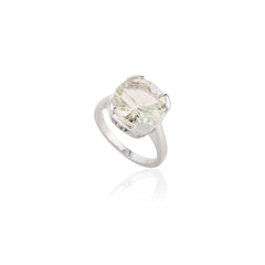 5.74 Ct Green Amethyst Gemstone Sterling Silver Ring Prong Set Amethyst Ring