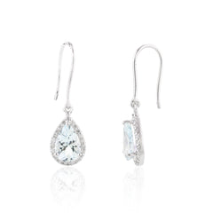 Pear Cut Aquamarine Gemstone Sterling Silver Earrings For Her/Women Gifts Ideas