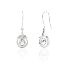 Aquamarine Diamond Dangle Earrings Dainty Floral Design Aquamarine Earrings For Women