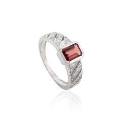 925 Sterling Silver Garnet Gemstone Ring For Wedding Anniversary Gift