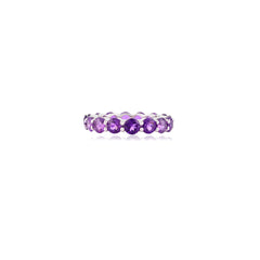 925 Sterling Silver Amethyst Gemstone Full Eternity Band Ring For Anniversary Gifts