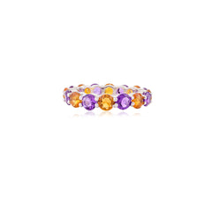 3.88 Ct Amethyst Citrine Gemstone Full Eternity Band Ring For Anniversary Gifts