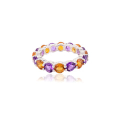 3.88 Ct Amethyst Citrine Gemstone Full Eternity Band Ring For Anniversary Gifts