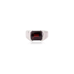 925 Sterling Silver Red Garnet Gemstone Dome Ring For Her/Him Gift Ideas