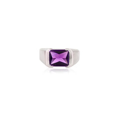 2.55 Ct Cushion Cut Amethyst Sterling Silver Band Ring For Anniversary Gifts