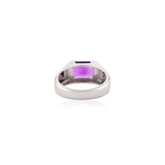 2.55 Ct Cushion Cut Amethyst Sterling Silver Band Ring For Anniversary Gifts
