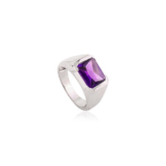 2.55 Ct Cushion Cut Amethyst Sterling Silver Band Ring For Anniversary Gifts