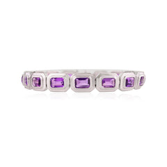 925 Sterling Silver Amethyst Bracelet Bezel Set Amethyst Bracelet