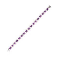 925 Sterling Silver Amethyst Bracelet Bezel Set Amethyst Bracelet