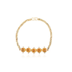 18k Yellow Gold Citrine Diamond Bracelet For Wedding Engagement
