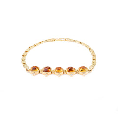 18k Yellow Gold Citrine Diamond Bracelet For Wedding Engagement