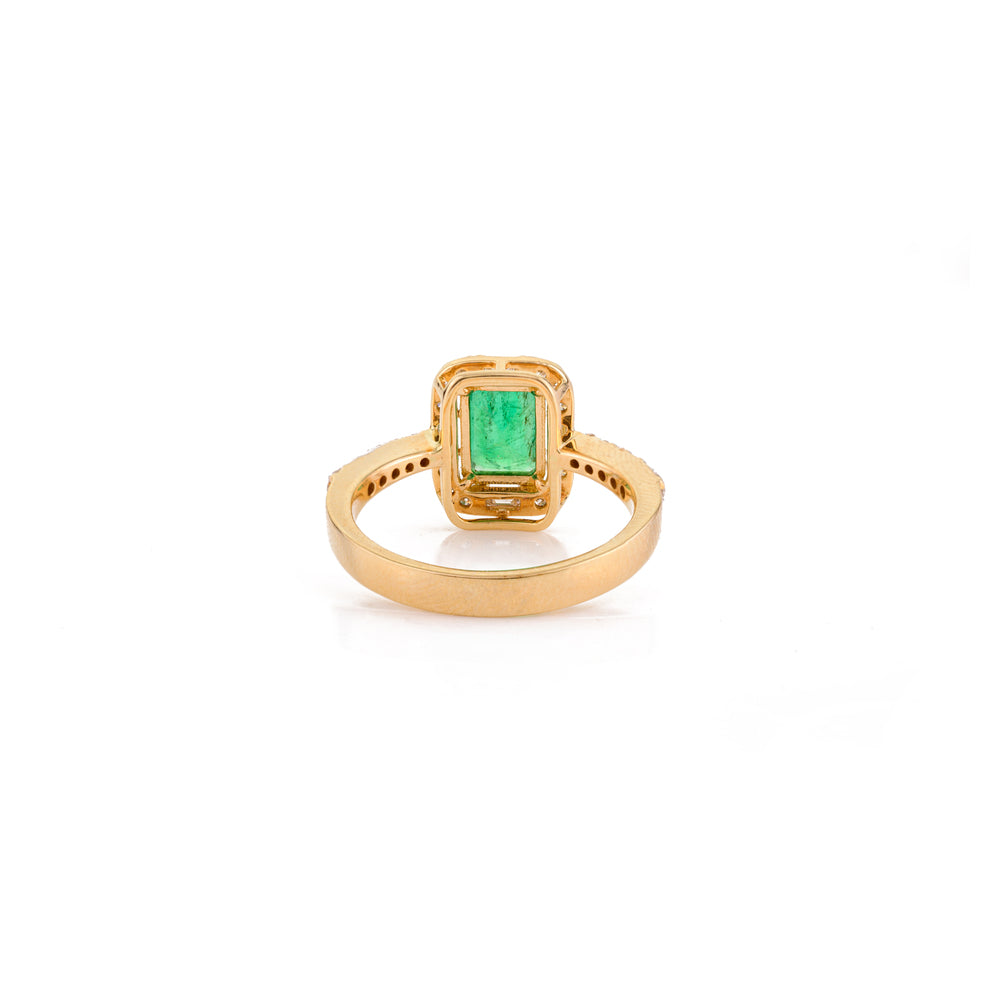 Octagon Cut Real Emerald Natural Diamond Ring Bridal Wedding Jewelry Gift