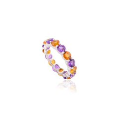 3.88 Ct Amethyst Citrine Gemstone Full Eternity Band Ring For Anniversary Gifts
